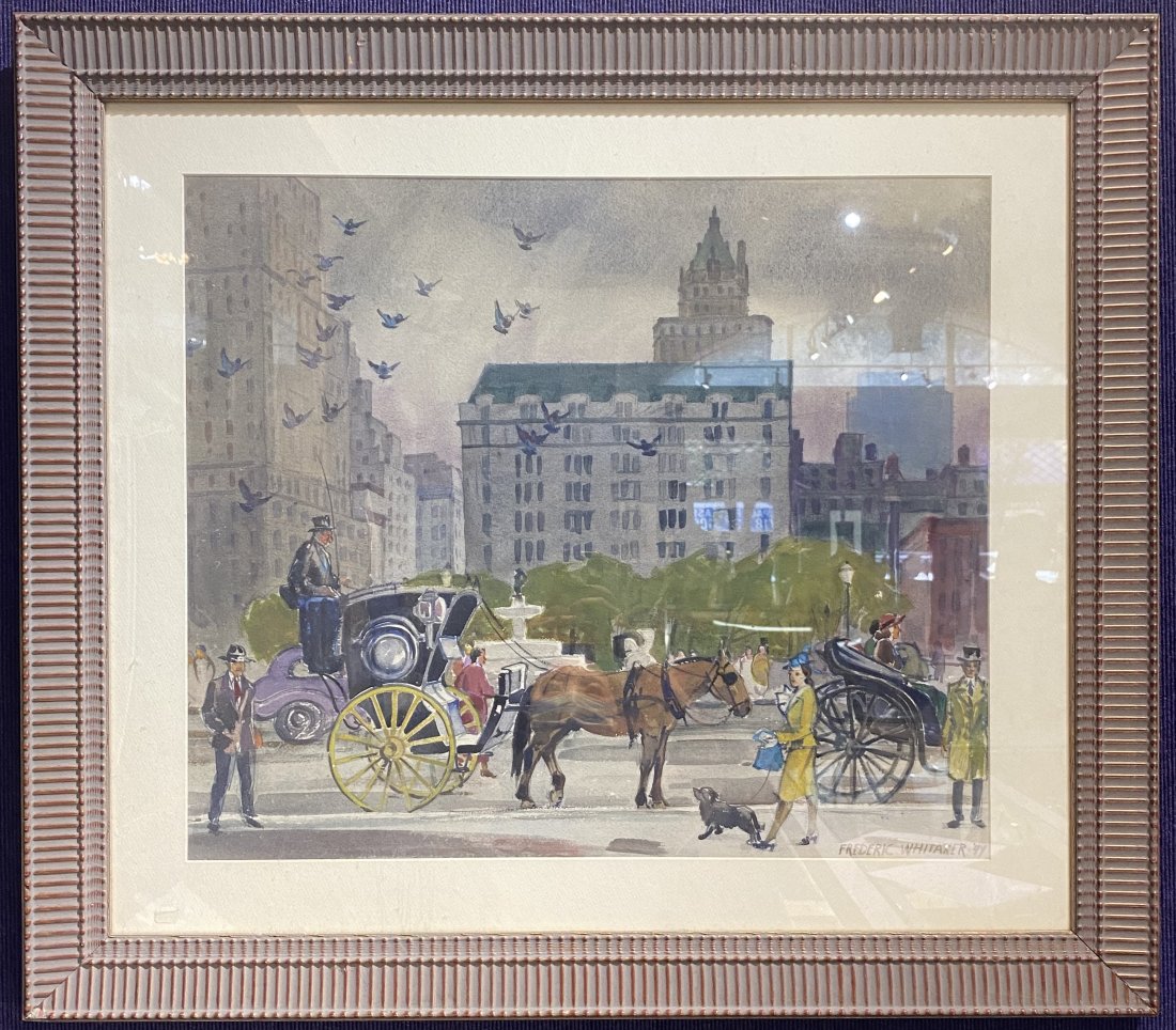 Watercolor by Frederic Whitaker, Grand Army Plaza, 1944 (1 of 6)
