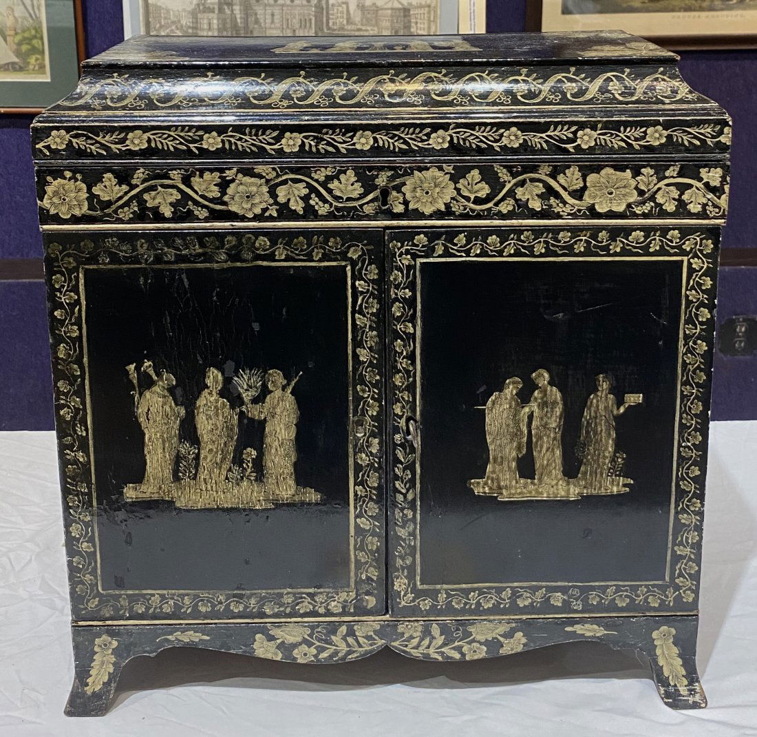 Regency penwork cabinet,faux ivory,circa 1820 (1 of 14)