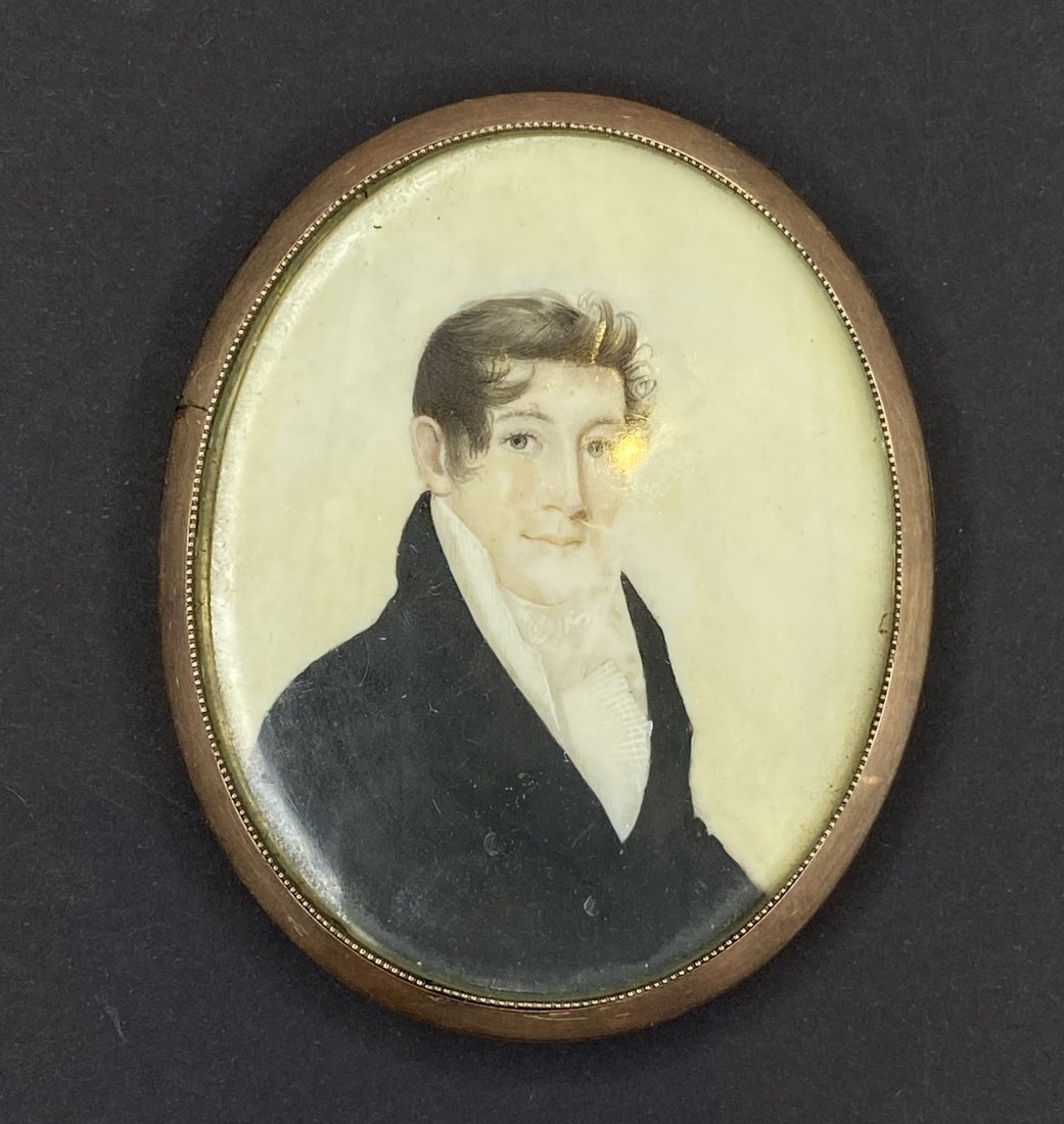 Miniature painting of man, 10k gold case, 20.6 dwts (1 of 3)