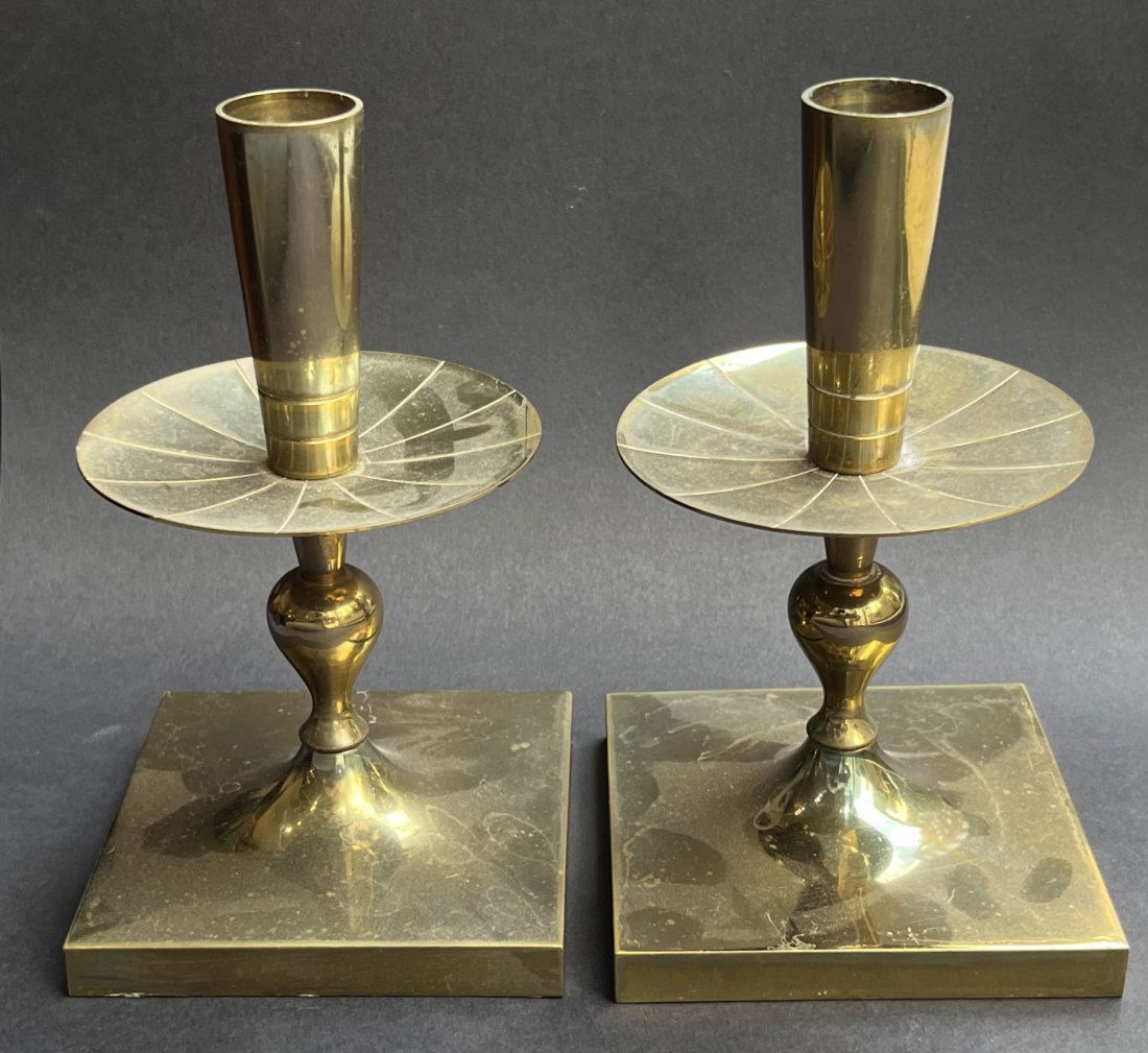 Tommi Parzinger brass candlestick pair (1 of 4)