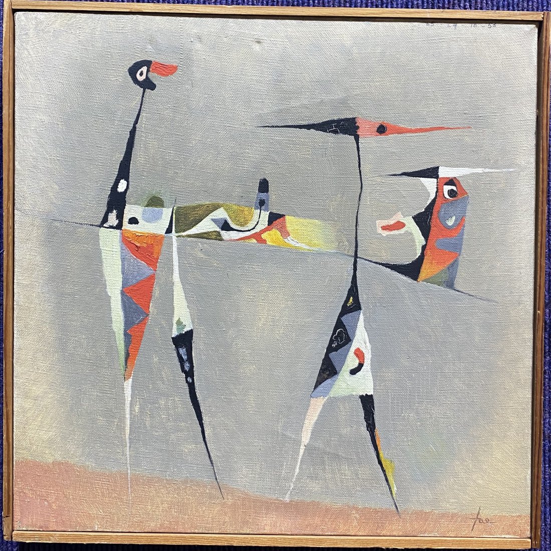 Painting by Hans Jaenisch, Die Reich Beschenkten,1955: Painting by Hans Jaenisch, Die Reich Beschenkten, 1955 Painting: 11.75" x 11.75" Frame: 12.25" x 12.25"