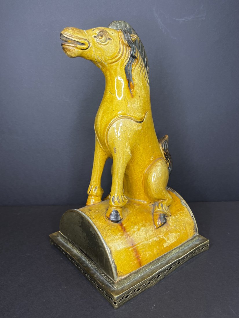 Chinese Tang style roof tile, horse shaped: Chinese Tang style roof tile, horse shaped.13 inches by 7 inches x 7 inches.