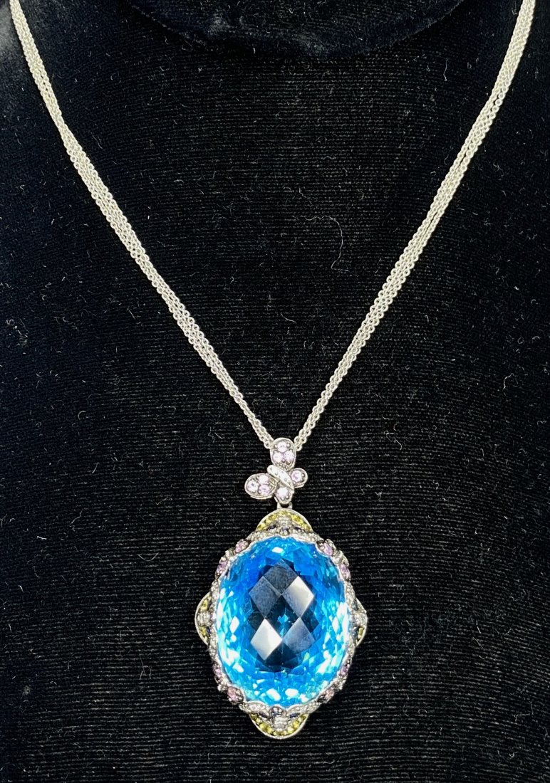 18k blue Topaz necklace, with,diamonds,amethysts and citrine necklace (1 of 13)