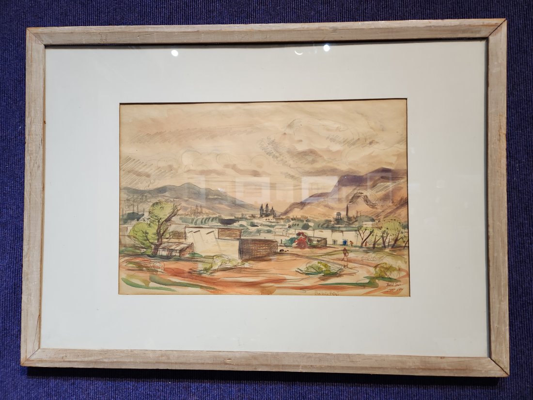 California watercolor 'San Luis Potosi' by David Scott, 1948: California watercolor of San Luis Potosi by David Scott, June 1948 Dimensions 17 inches by 11.5 inches, cite to mat