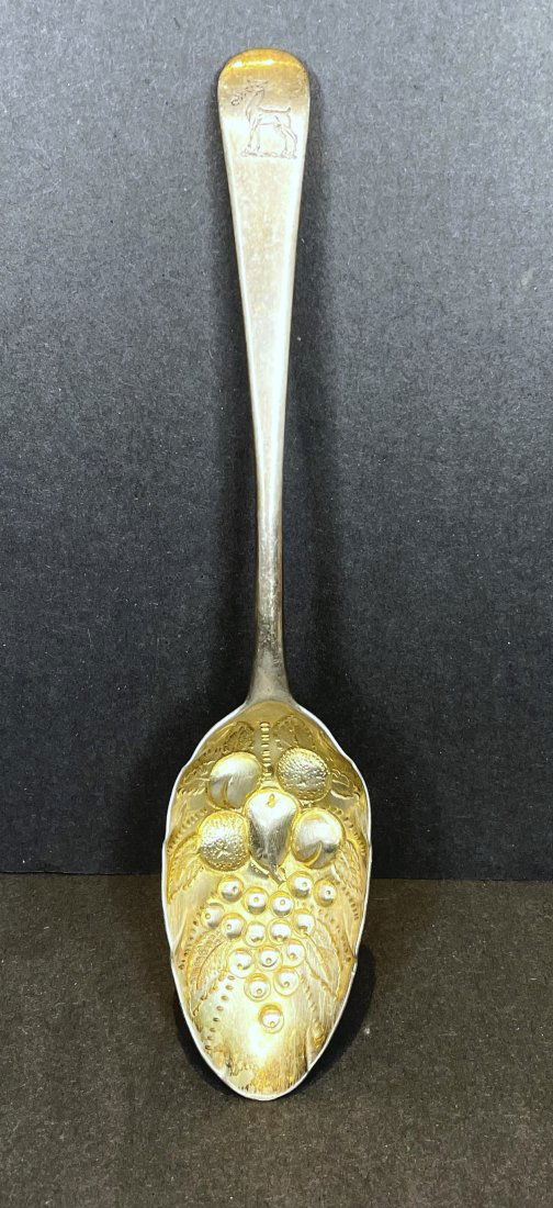 Early silver serving spoon, 17th/18thc (1 of 5)