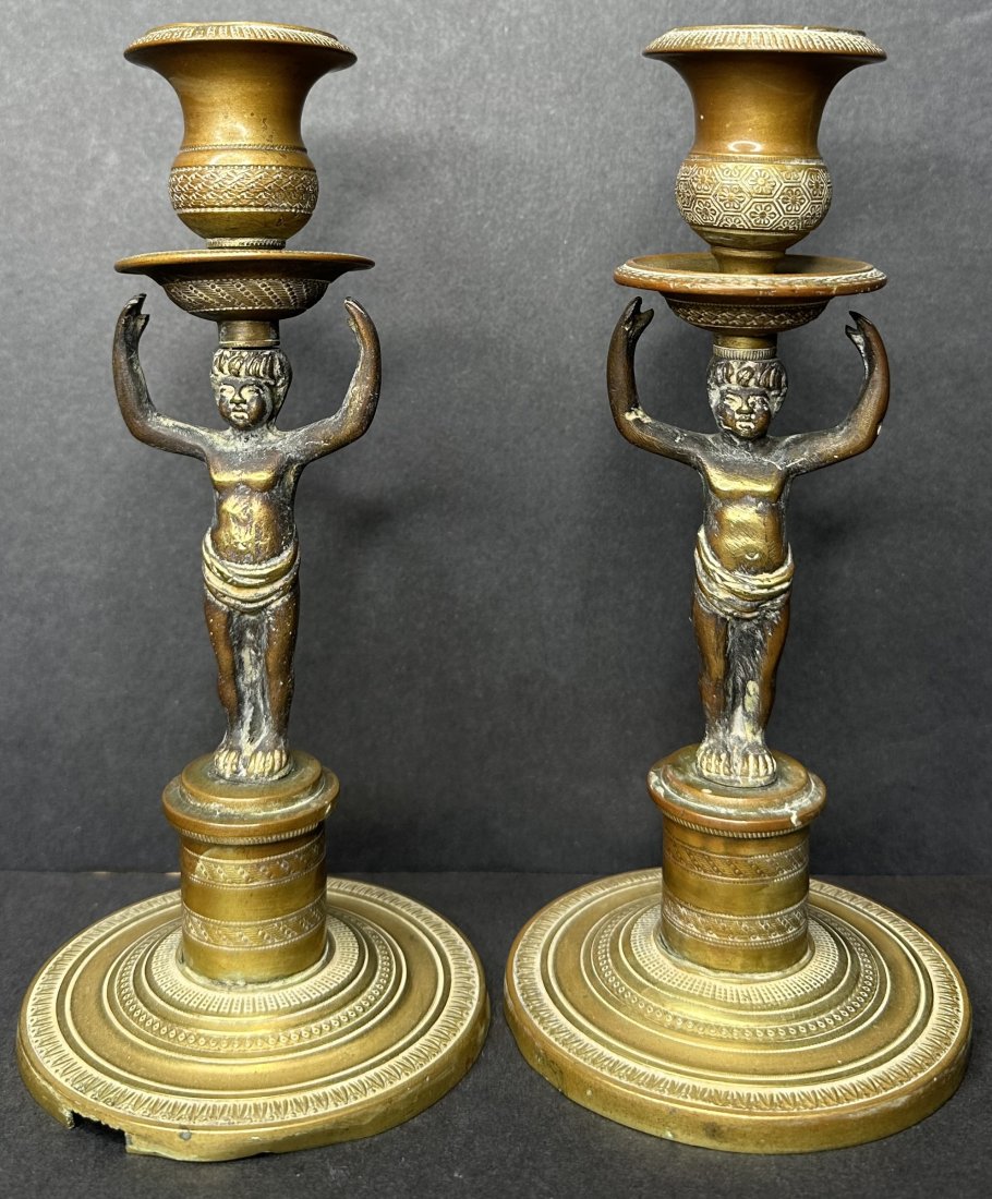 Neoclassical bronze candlesticks: Neoclassical bronze candlesticks
