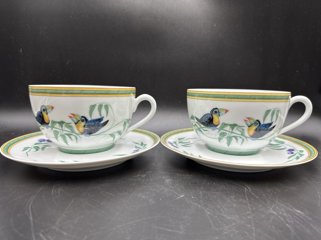 Pair of Hermes large cup and saucer with toucan (1 of 6)