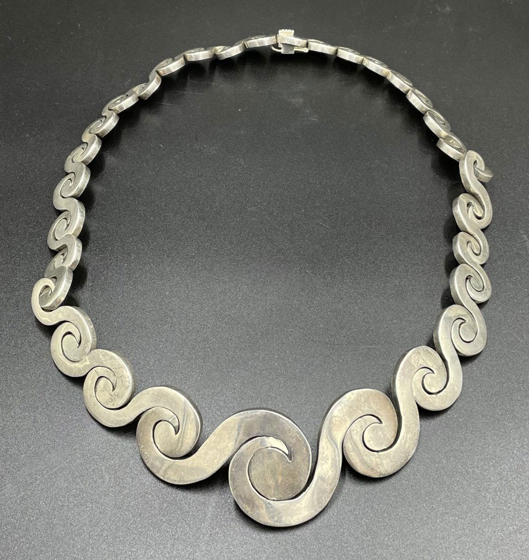 Large Mexican silver necklace by Rubi Rameriz,circa 1950. (1 of 6)