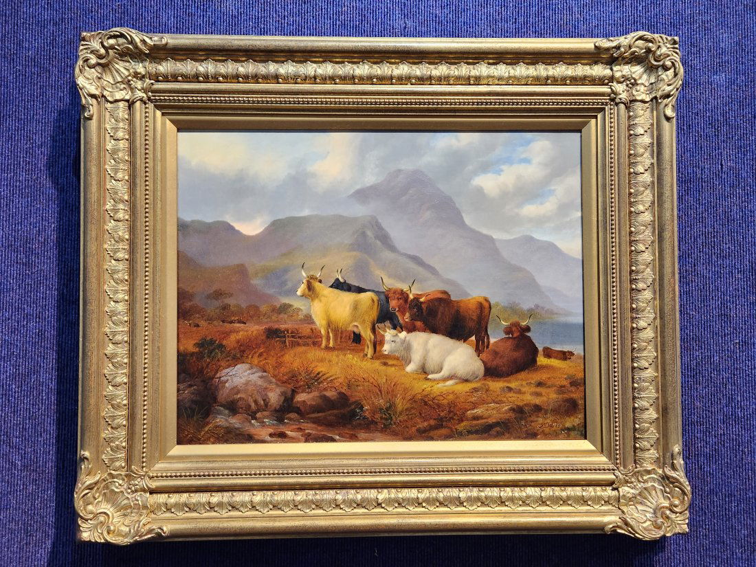 John Parker Davis painting of cattle, 19th century (1 of 9)