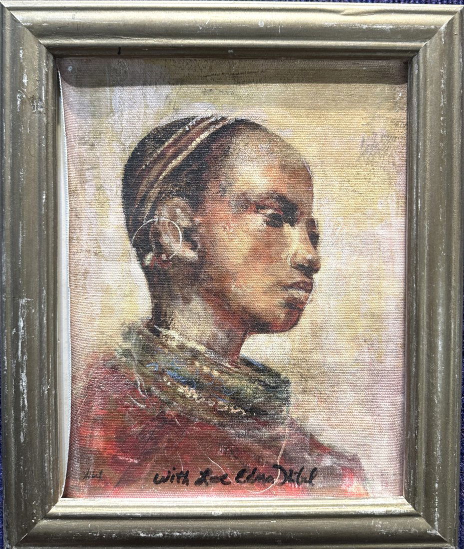 Painting of African girl by Edna Hibel (1 of 5)