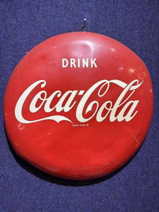 Original lithophane metal Coca-Cola sign, c1950 24 inches wide.: Original lithophane metal Coca-Cola sign, c1950. 24 inches wide. Some dents, scratches.