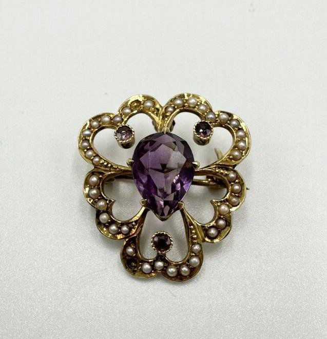 14k gold pin with one amethyst (1 of 5)