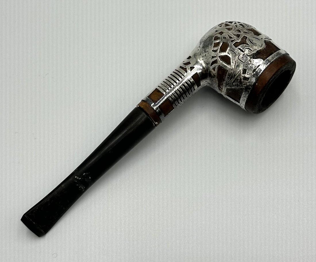 Starcrest sterling silver overlay pipe, racing motif (1 of 4)