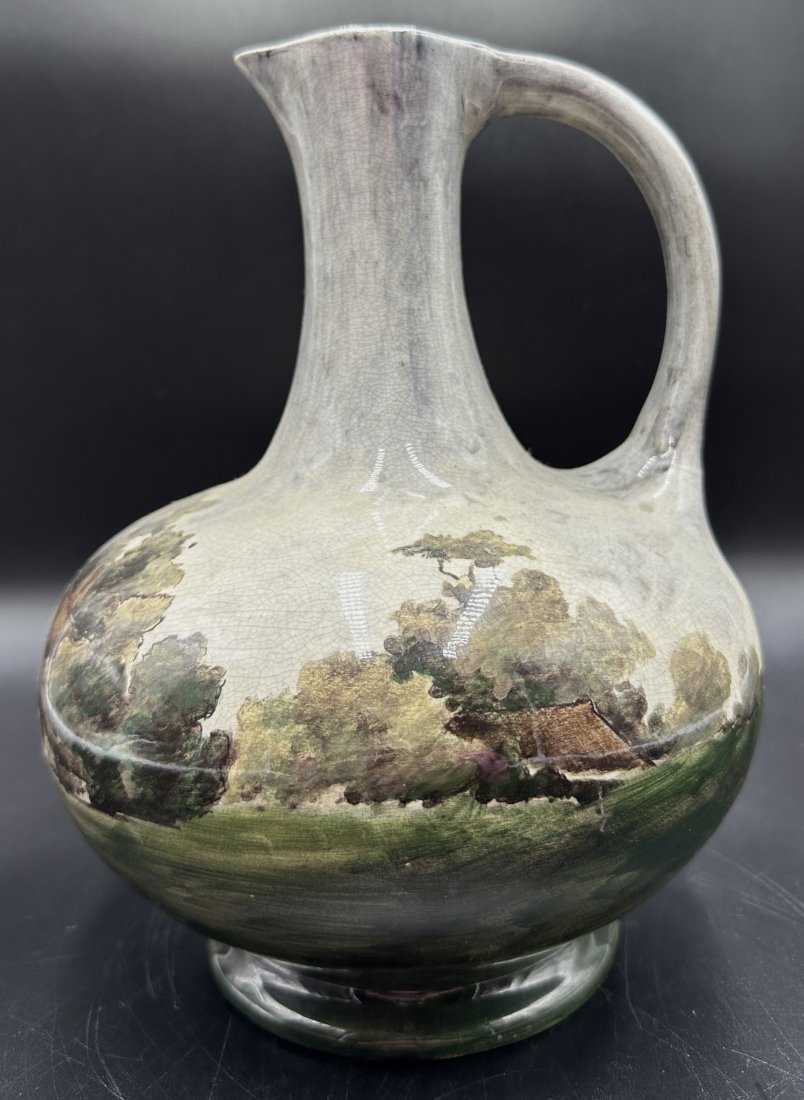 Painted Holland ceramic jug, c1900 (1 of 9)