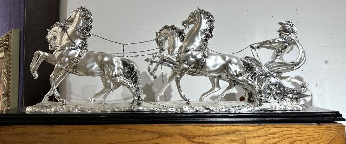 Silver plated Chariot sculpture (1 of 4)