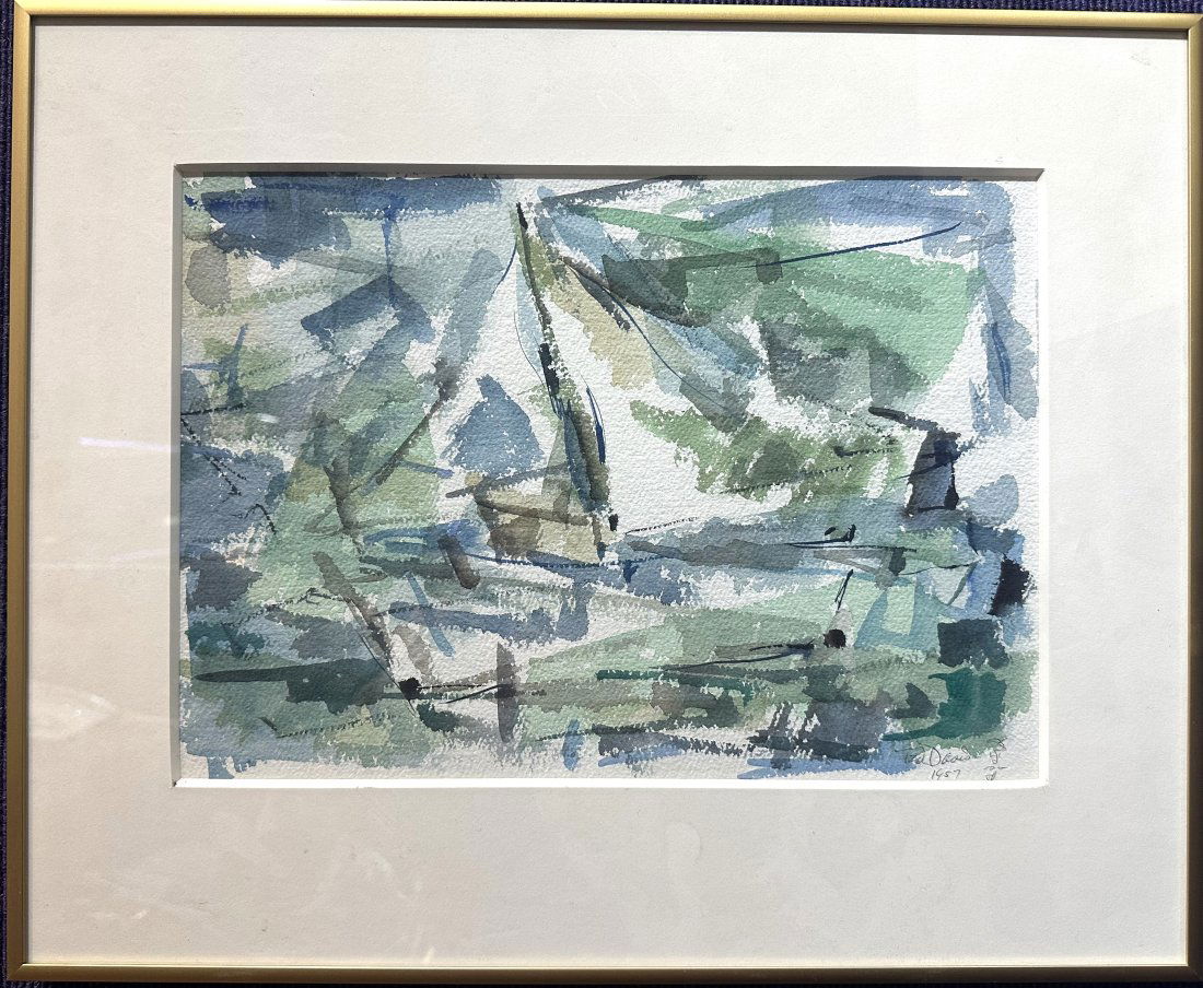 Ted Davis watercolor, Monhegan Island, Maine, 1957 (1 of 5)