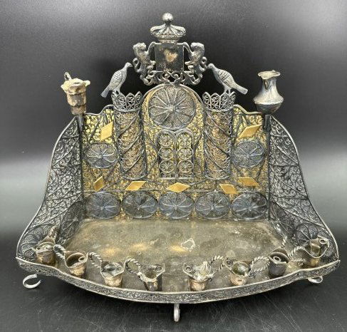 Sterling silver Menorah, c1900 (1 of 13)