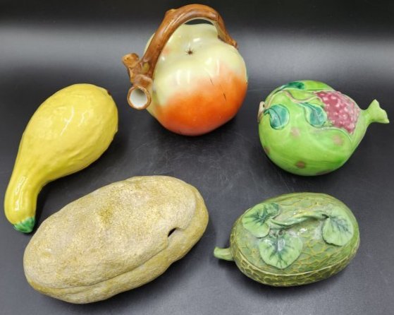 Five ceramic fruits incl. Meissen & Limoges (1 of 3)