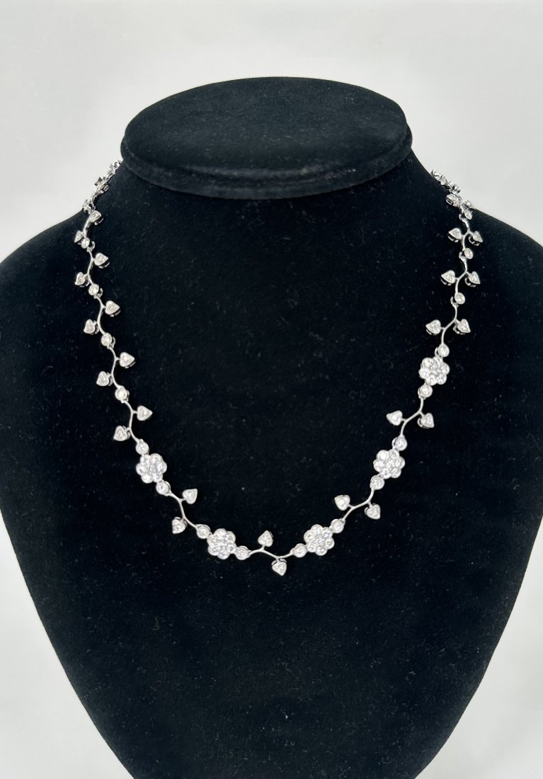 14k diamond flower necklace, c1985, 5.9 carats of diamonds (1 of 7)