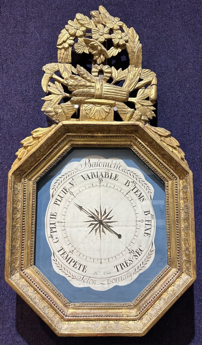 18th century French gilt wood barometer (1 of 9)