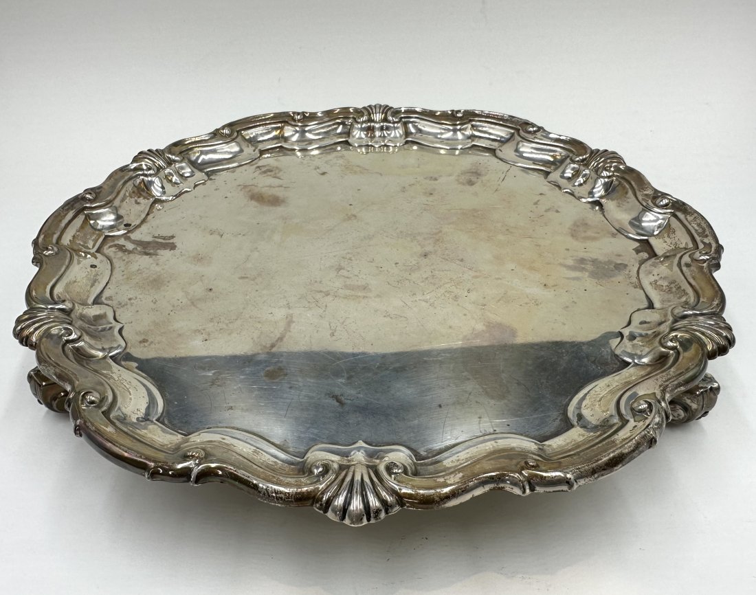 Chippendale silver style tazza, E.G. Parker 17.45ozt: Chippendale silver style tazza, E.G. Parker 17.45ozt Approximately Dimensions: 10.25 inches diameter by 1.5 inches H