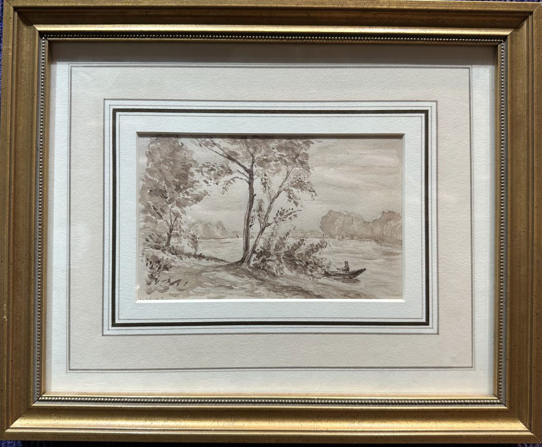 18th century pen and ink drawing of river (1 of 4)