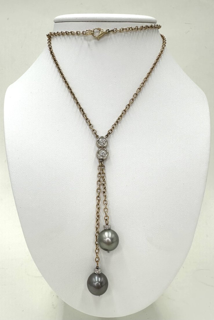 14k diamond and black pearl necklace (1 of 5)