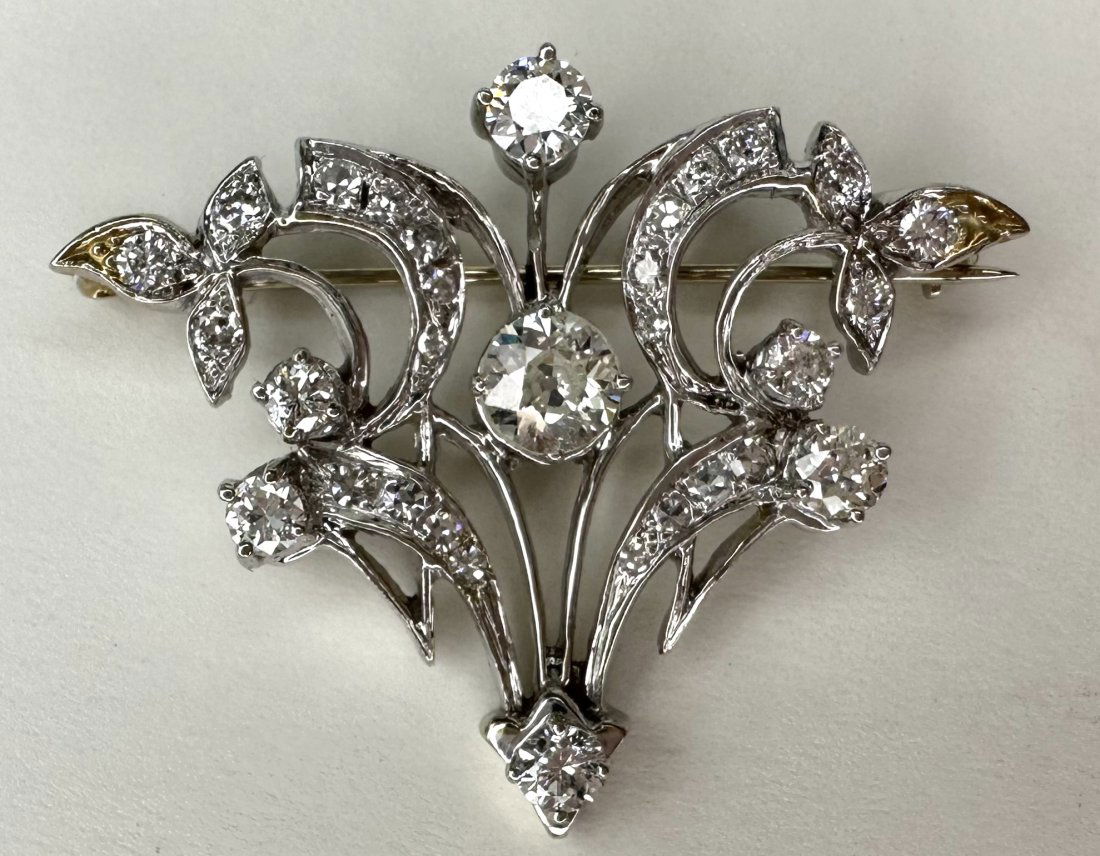 Edwardian 14k diamond brooch (1 of 3)