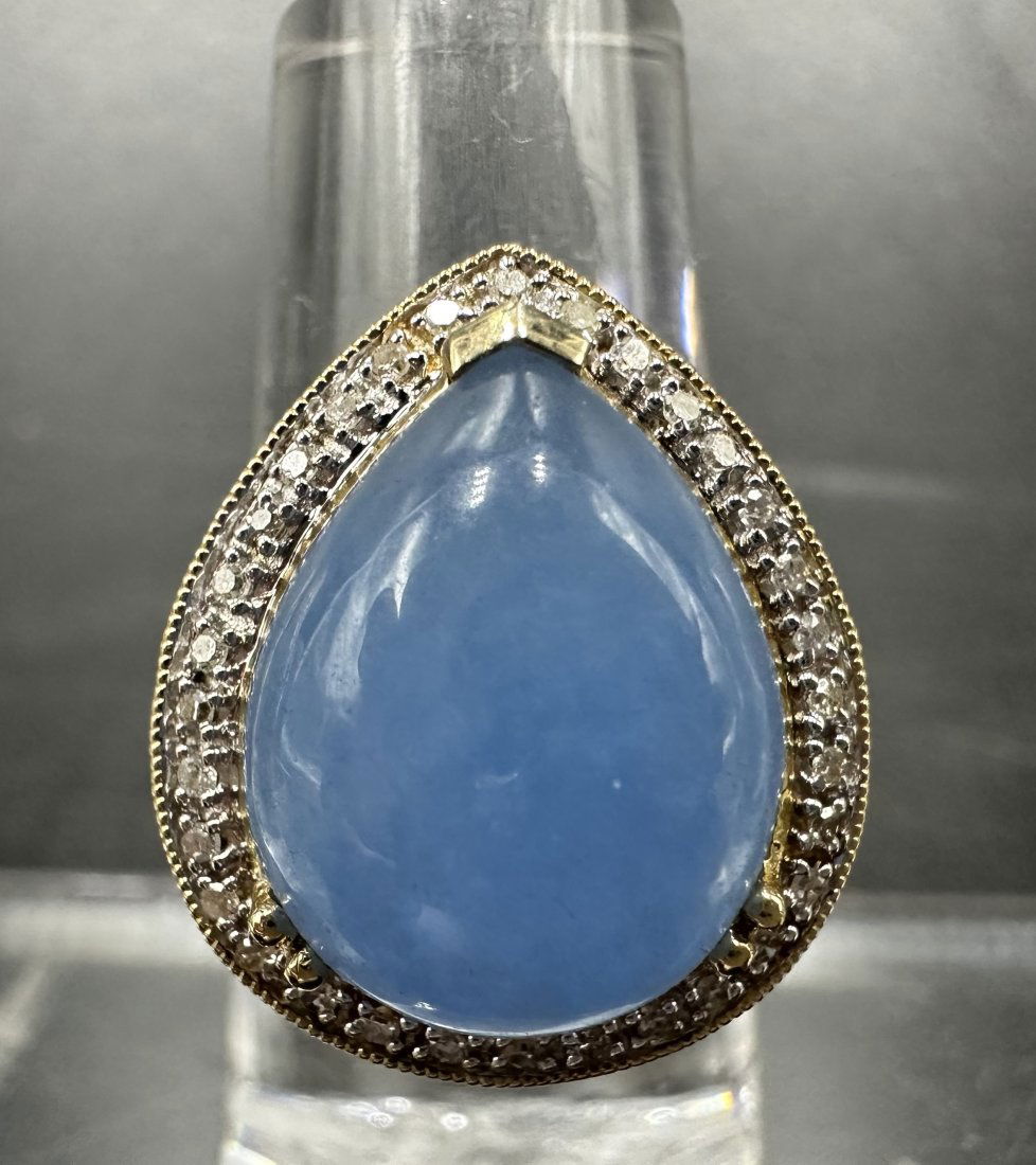 14k gold diamond and blue jade ring (1 of 5)