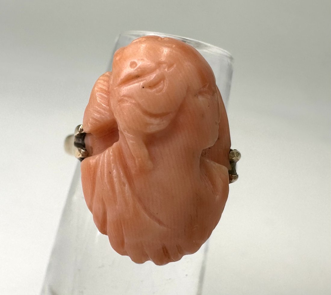 14k carved profile coral ring (1 of 5)