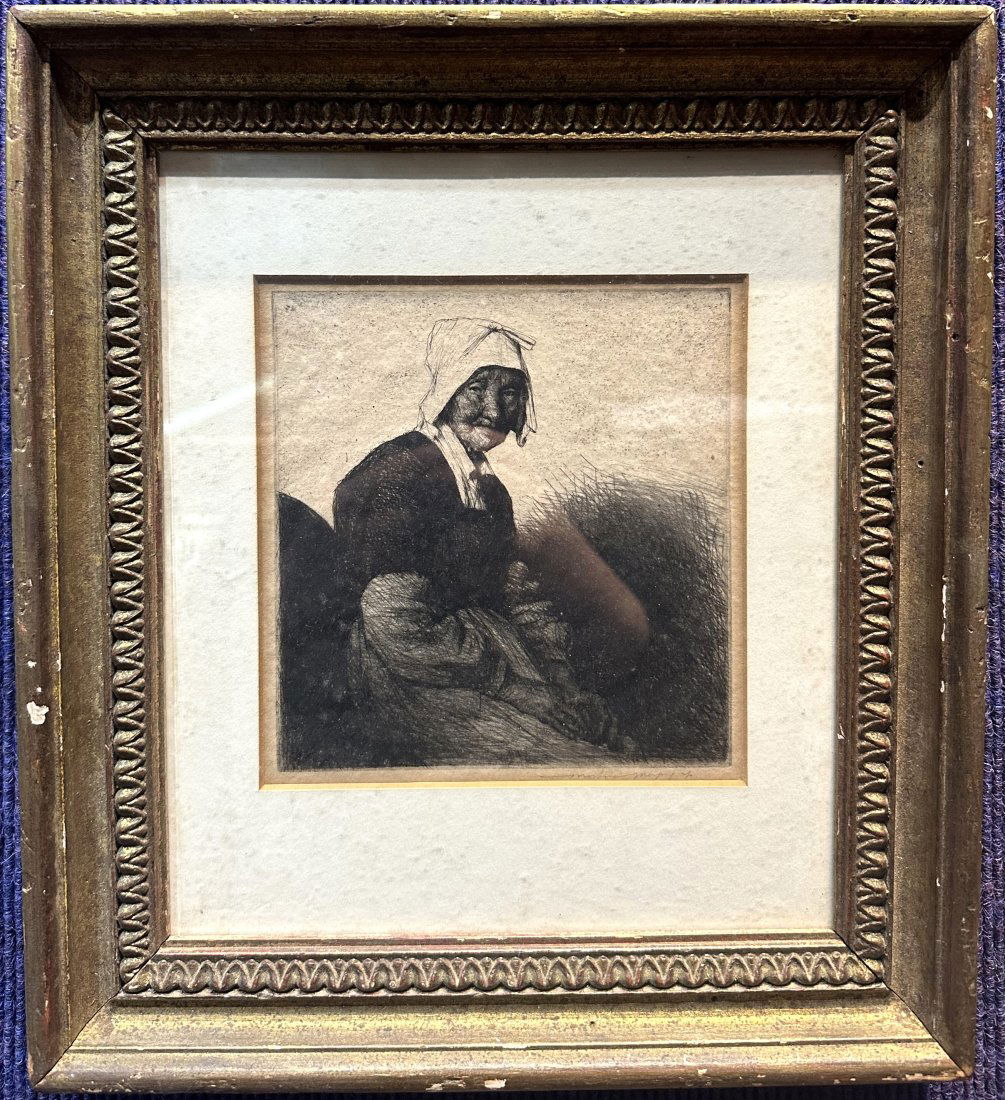 Etching of old lady, Mortimer Menpes, c1900 (1 of 4)