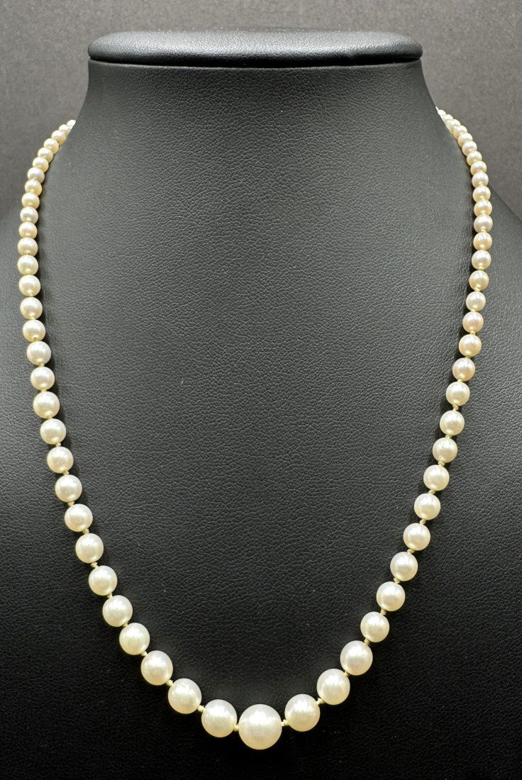 14k rose cut diamond graduated cultured pearl strand, 18 inches (1 of 7)