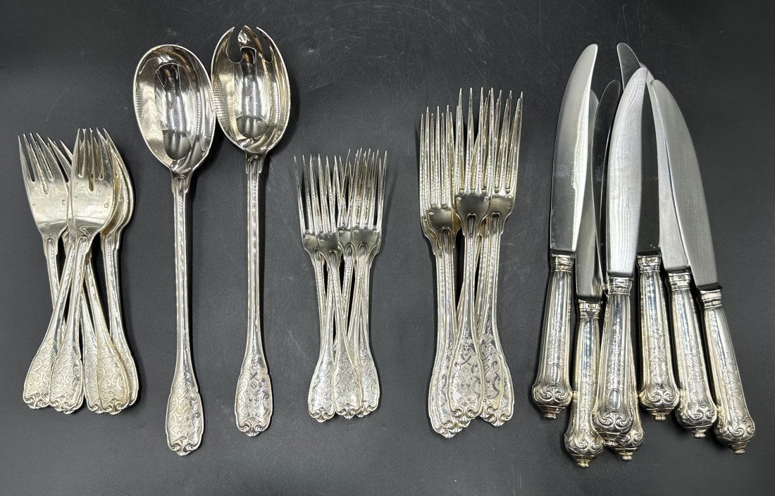 Partial French sterling flatware set, E. Puiforcat, Complete set for 7 (1 of 20)