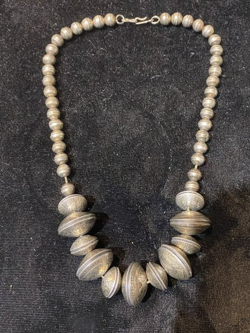 Silver Navajo necklace made with old coins (1 of 2)