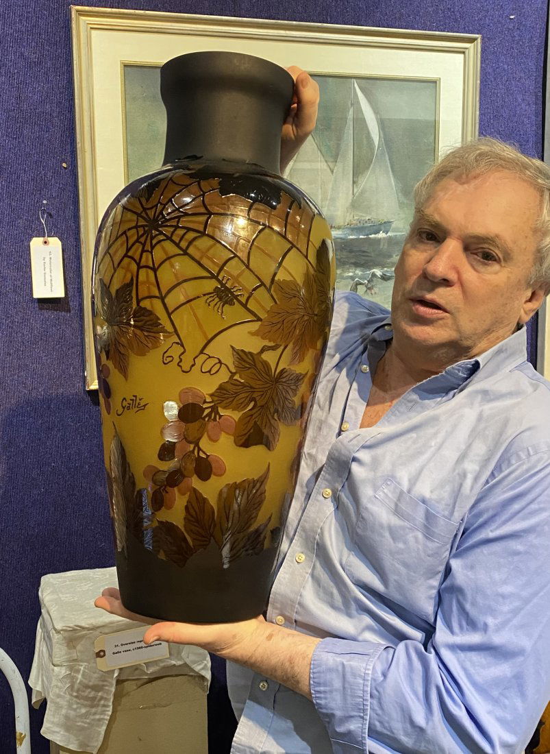 Oversize reproduction Galle vase, c1980-spiderweb (1 of 6)