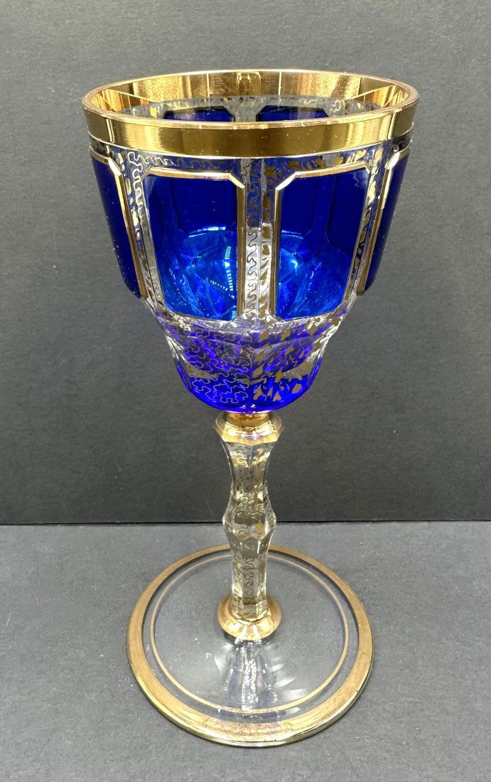 Decorative bohemian wine glass, 19th c: Decorative bohemian wine glass, 19th c. Height: 7 inches, diameter: 3 inches(top).