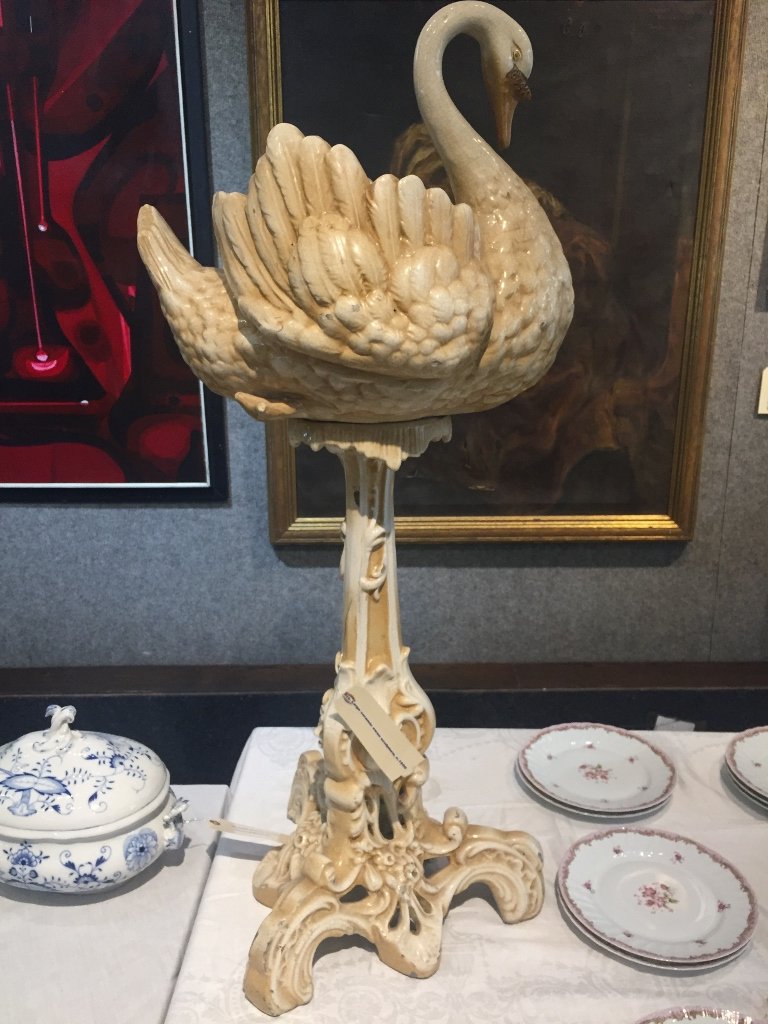 Large ceramic swan sculpture, c.1910 (1 of 6)