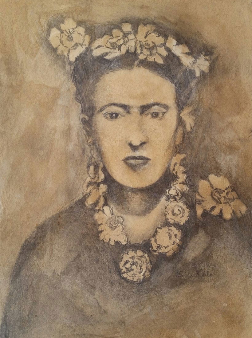 Frida Kahlo Drawing Latin American Mexican (1907-1954) (1 of 2)