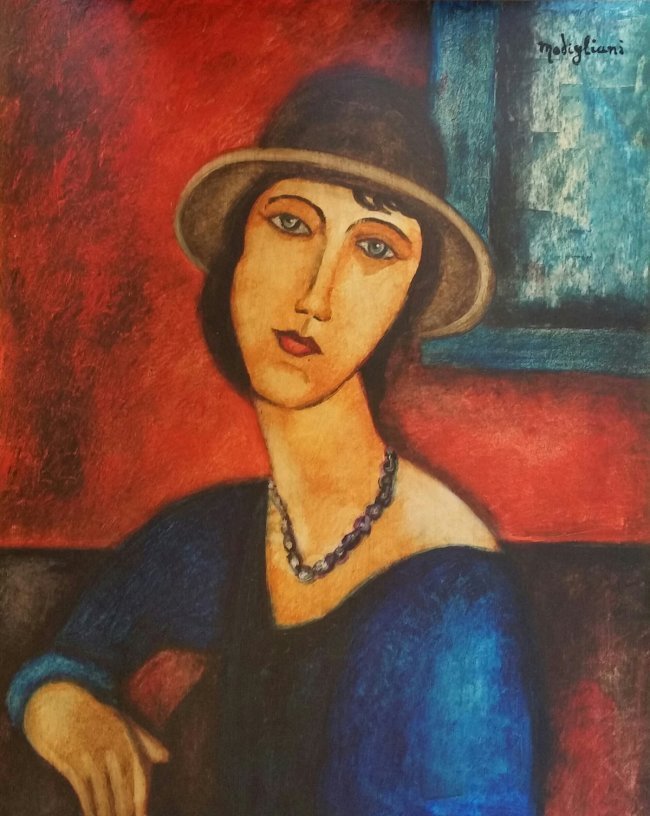 Amedeo Modigliani Mixed Media Italian Art (1884-1920): Amedeo Modigliani Mixed media on Hard paper. Private Collection 17" x 13 1/4"( July 1884 - 24 January 1920) was an Italian Jewish painter and sculptor who worked mainly in France. He is known for port