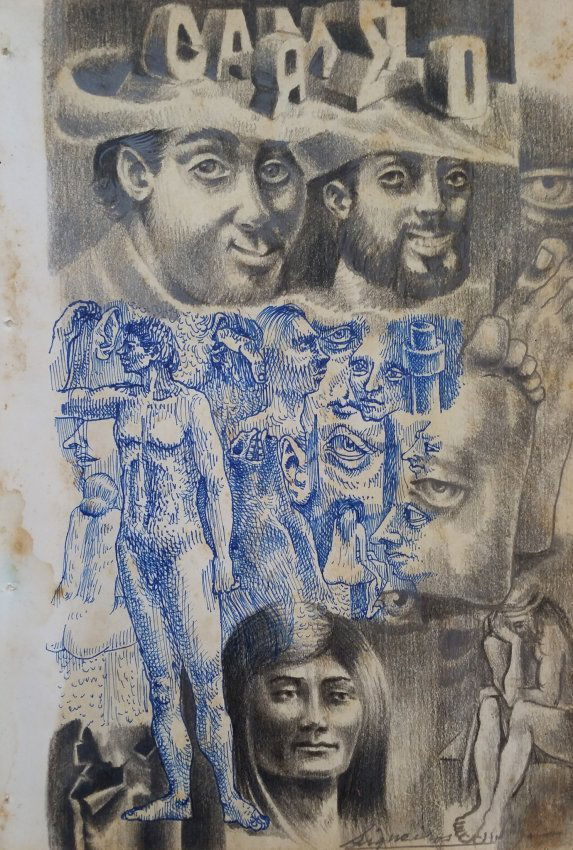 DAVID ALFARO SIQUEIROS DRAWING MEXICAN (1896-1974) (1 of 3)