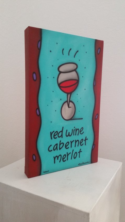Edward Bartoszet American Art Cabernet Merlot: Edward Bartoszet American Painting. Oil on Canvas. "Glass of wine". 15 in X 91/2 in X 1 1/4 in