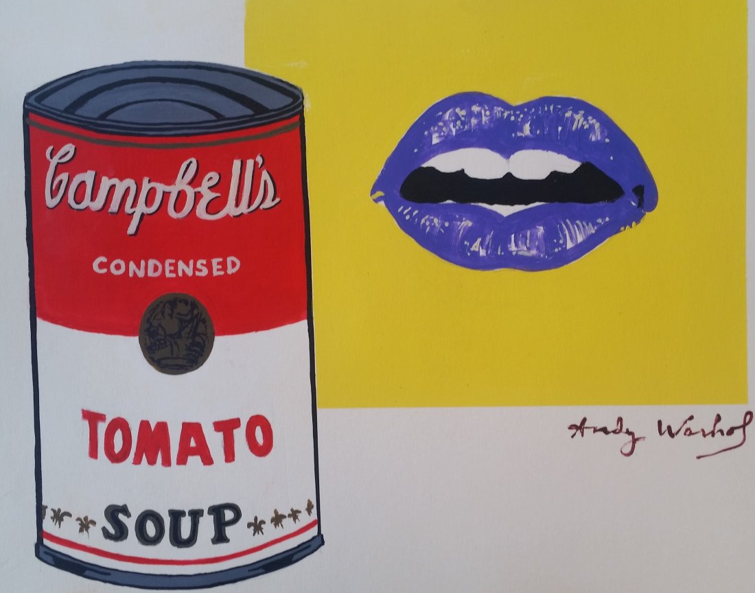Andy Warhol Campbell's Soup, Mixed Media on Paper, 15" (1 of 2)