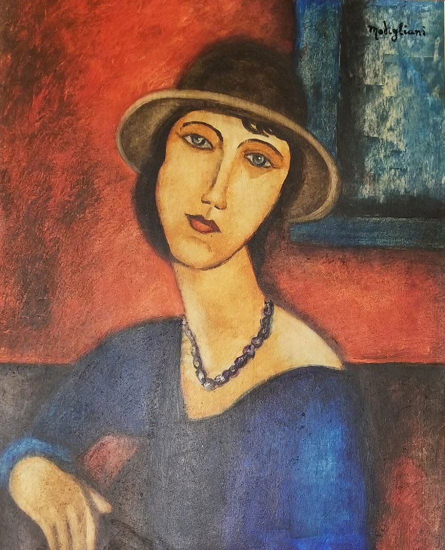 Amedeo Modigliani Mixed Media Italian Art (1884-1920): Amedeo Modigliani Mixed media on Hard paper. Private Collection 17" x 13 1/4"( July 1884 - 24 January 1920) was an Italian Jewish painter and sculptor who worked mainly in France. He is known for port