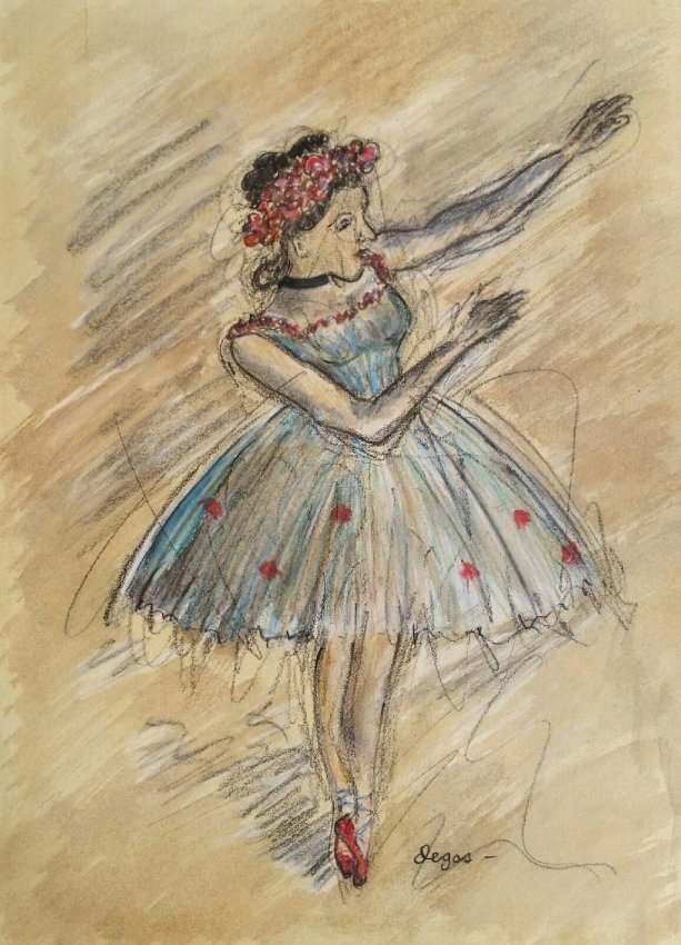 EDGAR DEGAS Drawing Ballet Dancer (French, 1834-1917 (1 of 3)