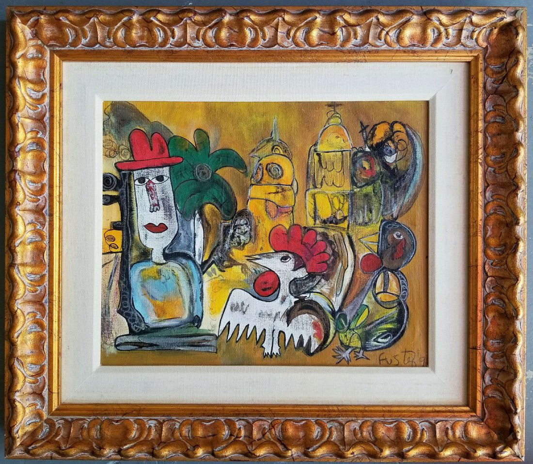 LATIN AMERICAN NAIVE ABSTRACT ART ROOSTER  JOSE FUSTER (1 of 6)