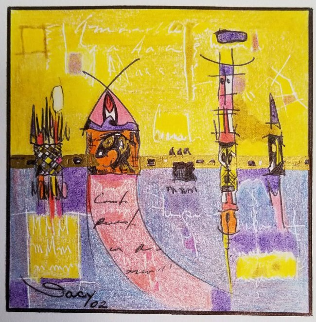 LATIN AMERICAN ART DECO SURREALISM ABSTRACT GACY: LATIN AMERICAN ART BY GACY ,GABRIEL CALDENTEY ,MINATURE SKETCH DRAWING 8 1/2" X 5 3/4" 2002. OVER 40 YEARS OF CAREER. HIS PAINTINGS FORM PART OF MANY PRIVATE AND PUBLIC COLLECTIONS AROUND DOMINICAN RE