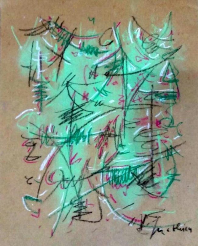 George Mathieu Abstract Expressionism (1924-2012): George Mathieu Mixed Media on Hard Paper. Approx Dimensions: 13 in X 11 in. Private Collection, FL. Attrib to: Georges Mathieu (27 January 1921 Boulogne-sur-Mer ÃƒÆ’Ã‚Â¢ÃƒÂ¢Ã¢â‚¬Å