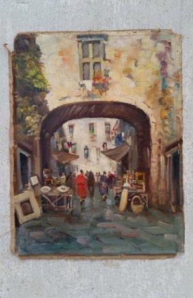 Maurice Utrillo French Oil On Canvas (1883-1955): Maurice Utrillo French Oil On Canvas (1883-1955), 16"x 11 1/2" Private Collection, FL. Attrib: Maurice Utrillo, born Maurice Valadon, was a French painter who specialized in cityscapes. Born in the Mo