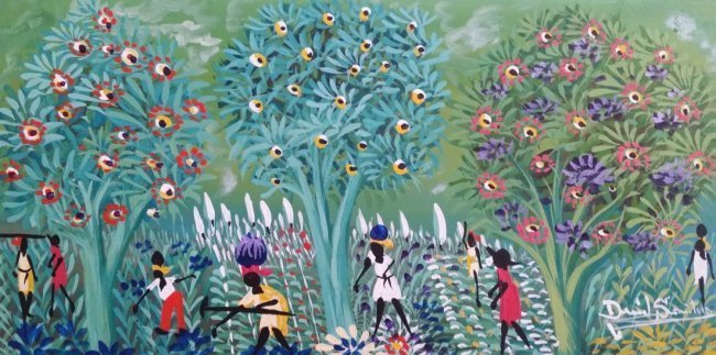 DAVID SAINTUS HAITIAN ART NAIVE (MIXED MEDIA BOARD) (1 of 3)