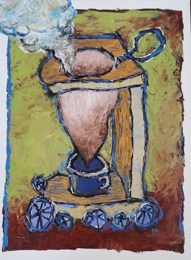 Latin American Art Cuban Antique Coffee Maker R. Pelaez: Ri.go.berto Pe.laez Latin American Art Mixed on Canvas. 24 in. X 20 in. COA (Certificate of Authenticity) Included. Rigo.berto Pe.lae.z was born in Havana, Cuba, in 1973. A self-taught painter, sculpt